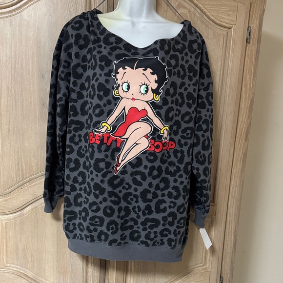 New Betty Boop Leopard Print Sweatshirt - Picture 3 of 15